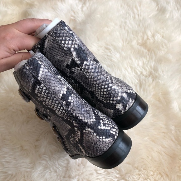 J. Crew Multi Buckle Leather Short Boot Snake 8 - Picture 11 of 13